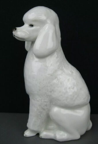 Primary image for Lomonosov LFZ Porcelain Poodle Sitting 6inch White Dog Figurine Made In Russia