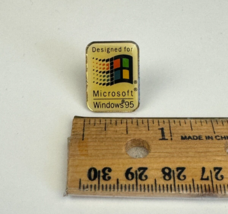 Vtg Rare Microsoft Windows 95 Small Enamel Lapel Pin Gold Accents Computer Merch - £29.81 GBP