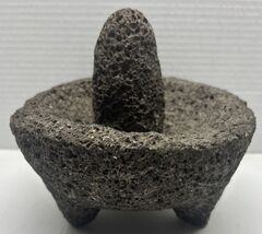 Vintage Traditional Molcajete Lava Rock Mortar &amp; Pestle 7” Made In Mexico - €15,35 EUR