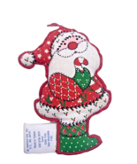 Hallmark Cloth Santa Christmas Ornament 1970s Soft Fabric Patchwork Look... - $20.35