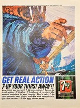7-UP GET REAL ACTION YOUR THIRST AWAY-Sailing-Ocean-1964 Vintage Print Ad - $11.87 CAD