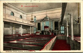 Interior Christ Church Alexandria Virginia VA UNP WB Postcard D9 - $2.92