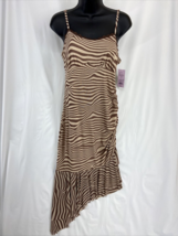Wild Fable Size Medium Sleeveless Ruched Bodycon Striped Meah Brown Dres... - $16.96