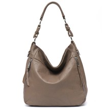 Large Casual Shoulder Bag For Women 100% Genuine Leather Hobo Multi Zip Pockets  - £92.54 GBP