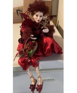 Vintage Shelf Seater Fairy Pixie Elf Wings in Red Holding a Basket  15”H... - $109.70 CAD
