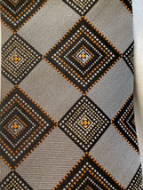 Pronto-Uomo Couture Gray Brown Geometric Pattern Diamond Necktie 100% Silk - £11.72 GBP