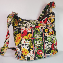 Vera Bradley Poppy Fields Crossbody Bag Purse Poppies Quilted Fabric Lon... - $19.75