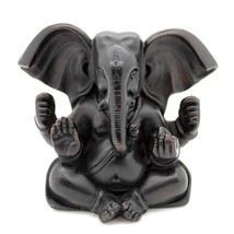Ganesha Statue 3.25&quot; Hindu Elephant God Dark Resin Icon Deity High Quality New - £11.69 GBP