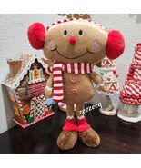 Christmas Standing Gingerbread Plush Red Ear Muffs Pom Nose Shelf Sitter... - €34,08 EUR