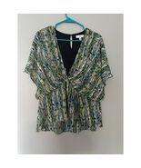 HALTON V-neck Batwing Sleeve Stripes Top Sz L - $447.34 MXN