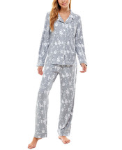Roudelain Printed Notch-Collar Top &amp; Pants Pajama Set - £20.15 GBP