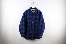 Vintage 90s Streetwear Mens XL Deep Pile Fleece Lined Flannel Shirt Jacket Plaid - £46.70 GBP