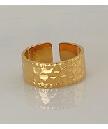 18K Gold PVD Stainless Steel Adjustable Hammered Ring  - $12.00