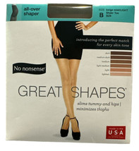 No Nonsense Great Shapes All-Over Shaper Pantyhose Beige Mist/Light BZ9 2 Pair - £14.72 GBP