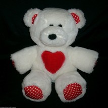 12&quot; Vintage R Dakin White Red Teddy Bear Heart 1984 Stuffed Animal Plush Toy - £20.27 GBP