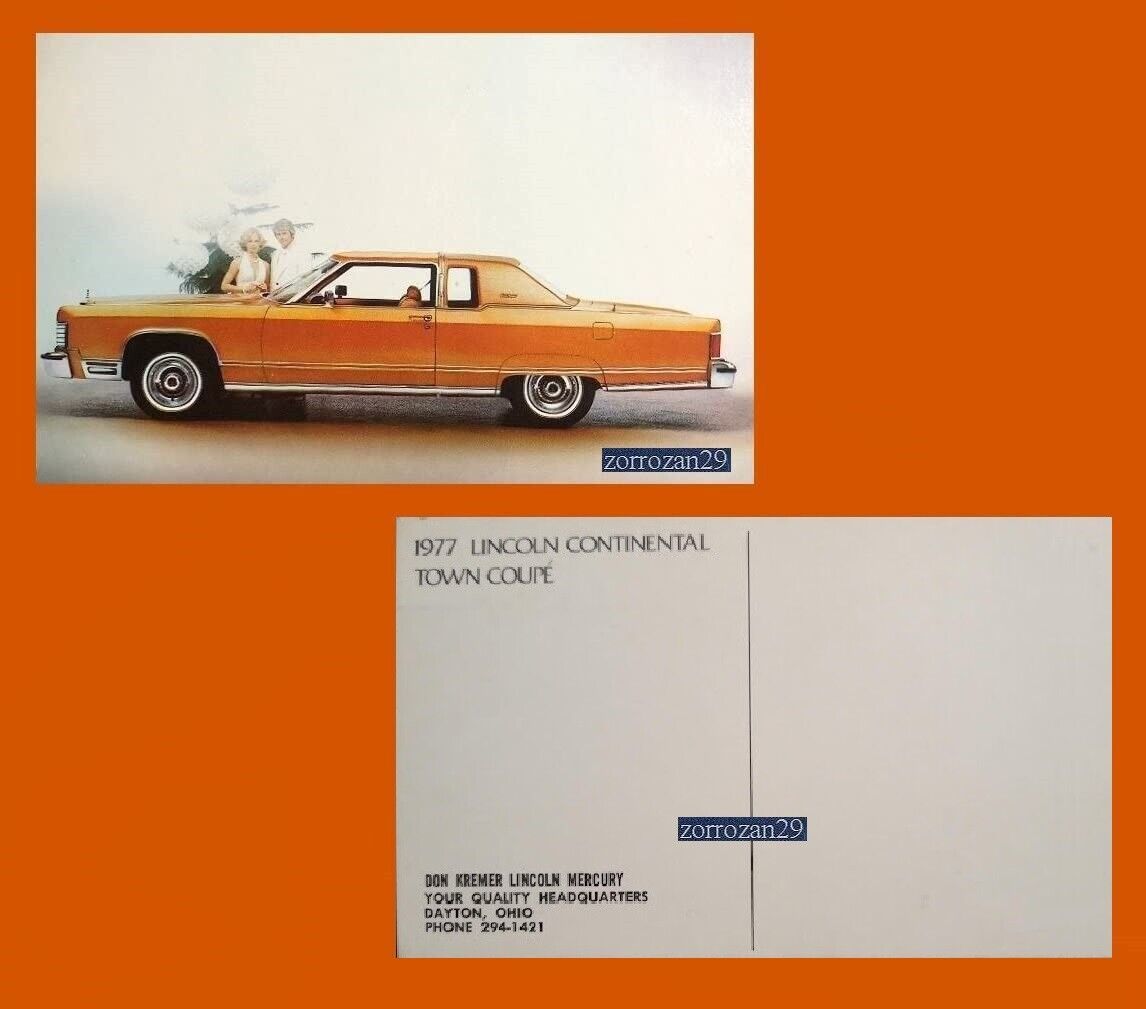 1977 LINCOLN CONTINENTAL TOWN COUPE VINTAGE COLOR POSTCARD - USA - BEAUT... - $6.33