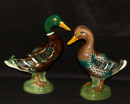 Pair Vintage Mallard Ducks Birds Fowl Hand Painted Porcelain Ducks Made in Japan - £30.54 GBP
