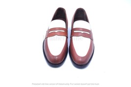 Handmade Men&#39;s Two Tone Leather Dress Loafers Shoes For Men - £129.79 GBP