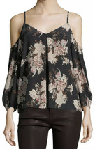 NWT Womens Joie Black &quot;Eclipse&quot; Floral Print Cold Shoulder Top Blouse Sz Large - £55.38 GBP