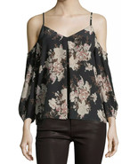 NWT Womens Joie Black &quot;Eclipse&quot; Floral Print Cold Shoulder Top Blouse Sz... - $69.29