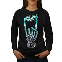 Wellcoda Skeleton Hand Rock Skull Womens Sweatshirt - $31.31+