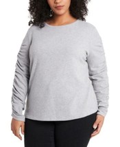 MSRP $59 1.state Trendy Plus Size Ruched-Sleeve Top Gray Size 3X - £9.77 GBP