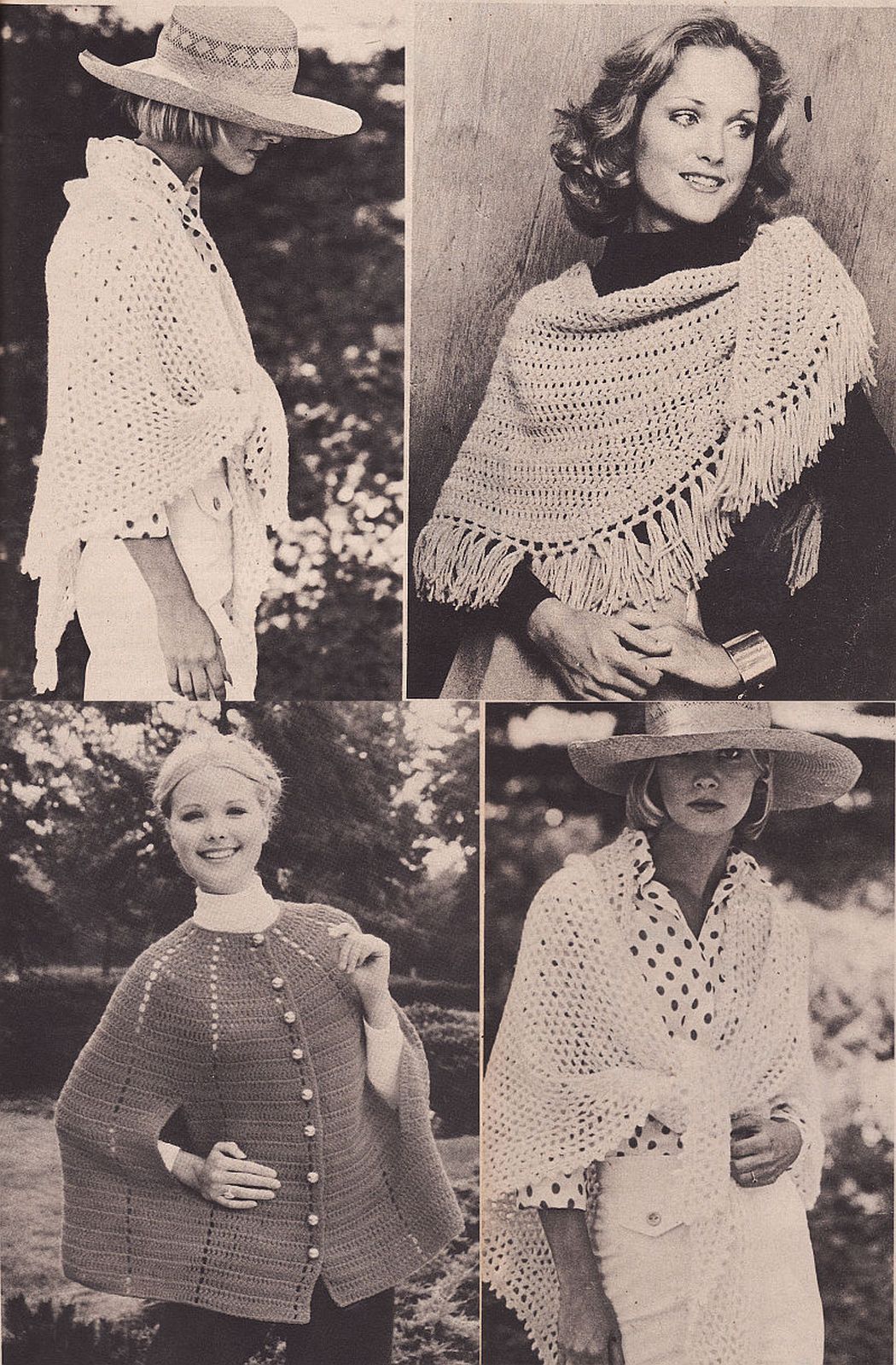Vtg 1978 Knit Crochet Shawls Cape Afghans Christening Dress Swimsuit Patterns - $12.99