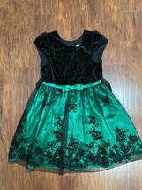 new Girl&#39;s HOLIDAYS DRESS sz 10 green black velvet tule Party Christmas outfit - £21.95 GBP