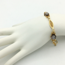 DIXELLE vintage GF carved shell cameo bracelet - 12K gold-filled filigree 7.5&quot; - £35.88 GBP