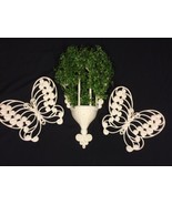 3 pc BURWOOD PRODUCTS WALL POCKET PLANTER WICKER PLAQUE BUTTERFLYs 1629 - €7,73 EUR