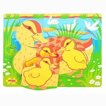 Bigjigs Toys BB013 Chunky Puzzle Duck and Duckling Preschool Learning Toy - £17.61 GBP