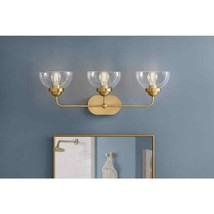 Home Decorators Lowry 30 in. 3-Light Brushed Gold Vanity Light w/ Glass Shades - £63.26 GBP