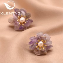 XlentAg Handmade Natural Purple Stone Earring Stud Fashion Jewelry Fresh Water   - £18.02 GBP