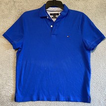Tommy Hilfiger Polo Shirt Small Blue Custom Fit 100% Cotton Short Sleeve - $16.83