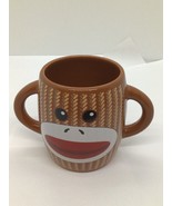 Galerie Sock Monkey Ceramic Coffee Cup Mug 16 oz  Brown Double Handle - £7.74 GBP