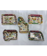 Vintage Lot of 5 Ashtrays 1-Nebraska 1-Washington 1-Idaho &amp; 2-South Dako... - €36,46 EUR