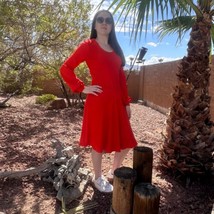 Vintage Leslie Fay Original Schlaghose Rotes Kleid Damen Klein Hoch Baue... - $51.97