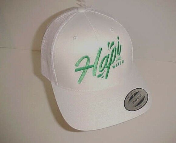 Hapi Water Adult Unisex White Green Trucker Mesh Cap One Size New