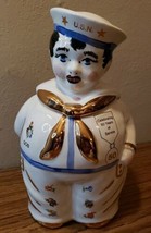 Shawnee Pottery USN Sailor Boy GOB Gold Trim Cookie Jar 50 yrs Of Service Signed - $849.00