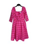 Unique Vintage Plus Size Pink &amp; Red Plaid Lamar Swing Dress Size 1X/`16 New - $74.25