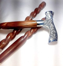 Vintage Style Antique Derby Designer Brass Handle Wooden Walking Stick Cane Gift - £34.81 GBP