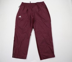 Adidas Mens Size 2XL XXL Spell Out Zip Cuff Wide Leg Windbreaker Pants Burgundy - £45.24 GBP