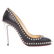 Christian Louboutin Dorispiky Silver Punk Spike Stud Round Pump Women Bl Size - $514.90