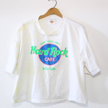 Vintage Hard Rock Cafe Boston Massachusetts Crop Top T Shirt XL - £25.52 GBP