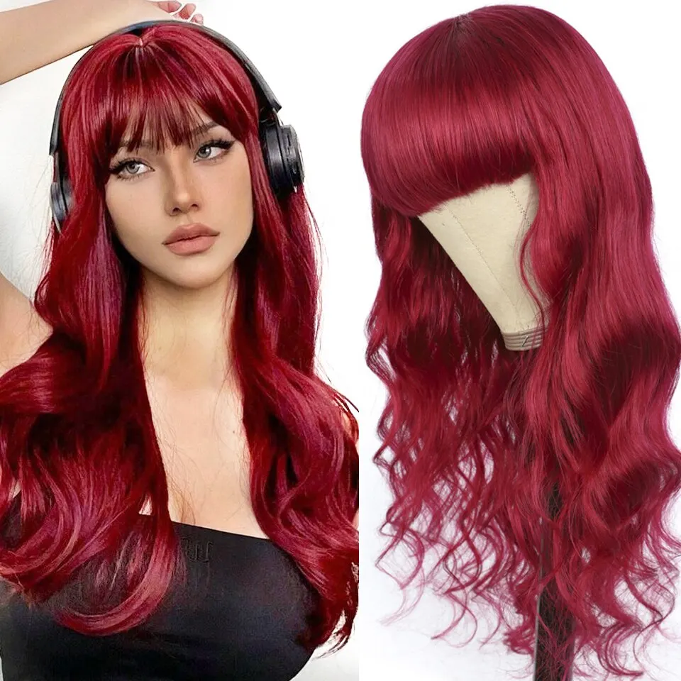 Red Burg Glueless Wigs Body Wave Lace Front Wig Human Hair Wigs With Ban - £20.88 GBP+