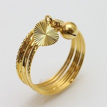 18k gold 7 days ring with bell/ heart  ( size 6 )  - £323.24 GBP
