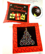 Swirl Tree Needle Creations Embroidery Pillow Wall Hanging Christmas des... - $10.49 CAD