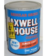 Vintage Empty Maxwell House 1 Pound Regular Grind Tin Can with Lid Prop ... - £14.79 GBP