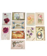 Lot 10 Antique Early 1900s Congratulations Greeting Cards Postcards Velv... - $457.88 MXN