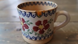Nicholas Mosse Pottery Mug 2.75&quot; Red Flower Fixed Chip - £18.93 GBP